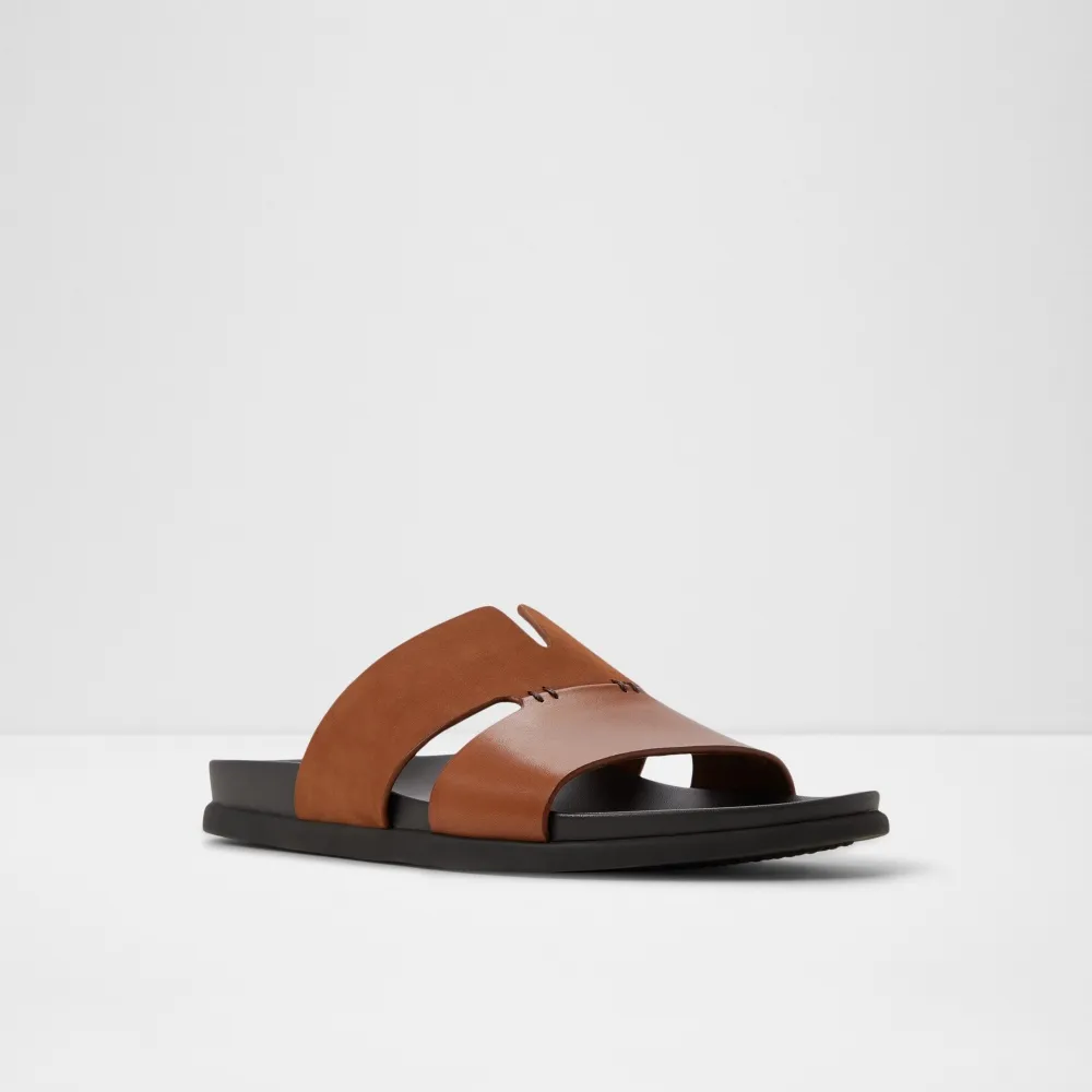 【ALDO】MARCELO-質感雙帶真皮涼拖鞋-男鞋(咖啡色)