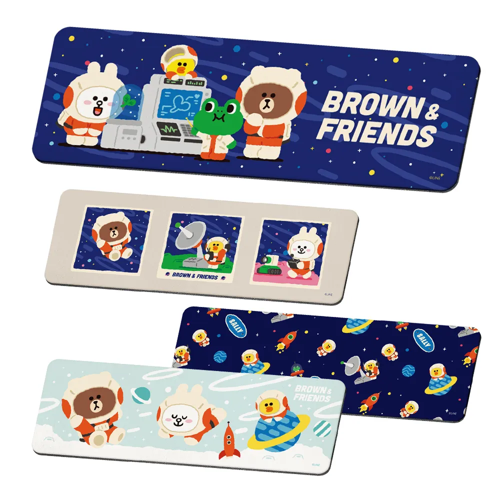 【收納王妃】LINE FRIENDS 外太空系列 軟式珪藻土 吸水洗漱墊 杯墊 洗漱墊(24x8x0.5)