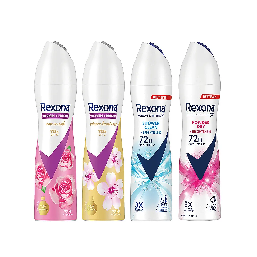 【Rexona 蕊娜】官方直營 制汗止汗爽身噴霧 5天淨速白系列135ml(沐浴淨亮/亮白乾爽/櫻花/玫瑰)