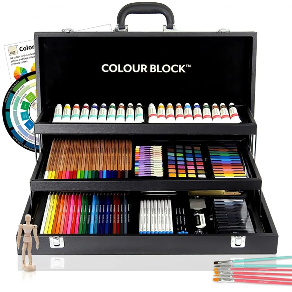 【COLOUR BLOCK】181件皮革美術繪畫組 10種媒材大全配 兒童禮物(初學到進階應有盡有)