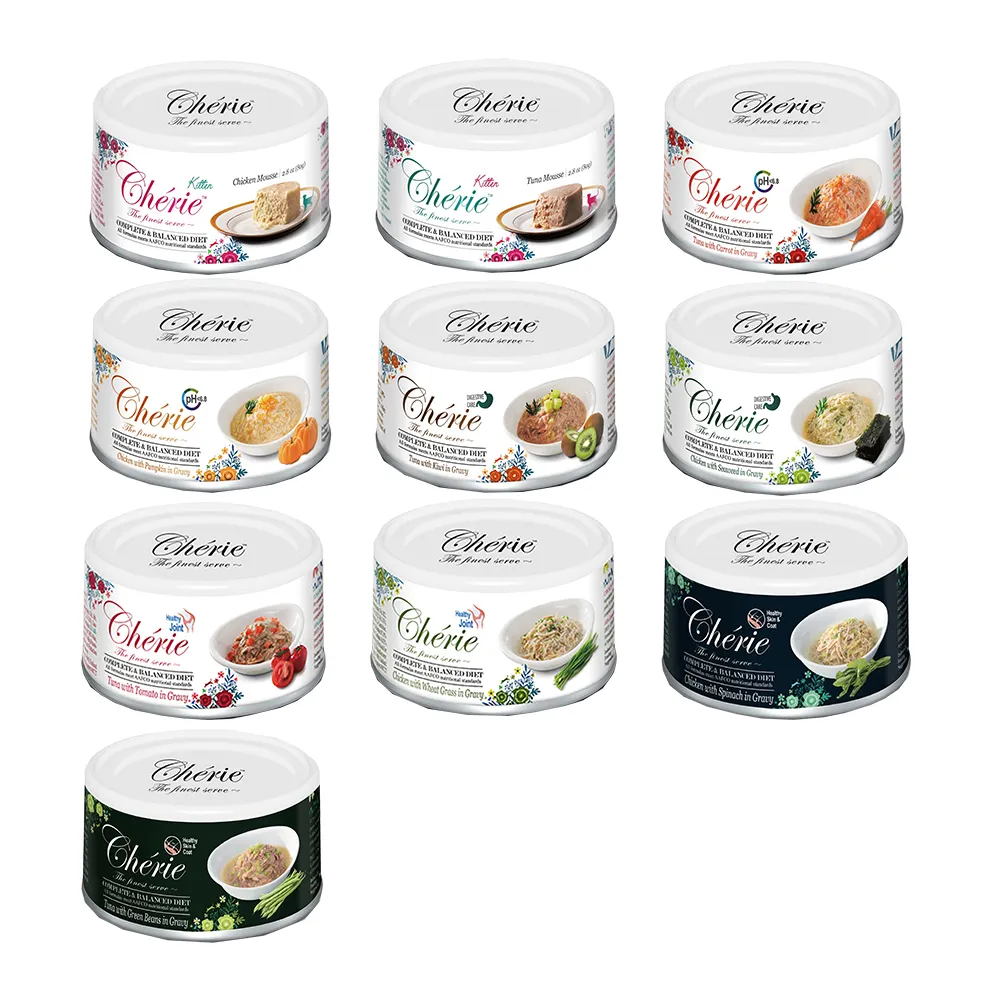 【Cherie 法麗】全營養貓主食罐80g*24罐/箱 (慕斯/泌尿道/腸胃/關節/皮毛)