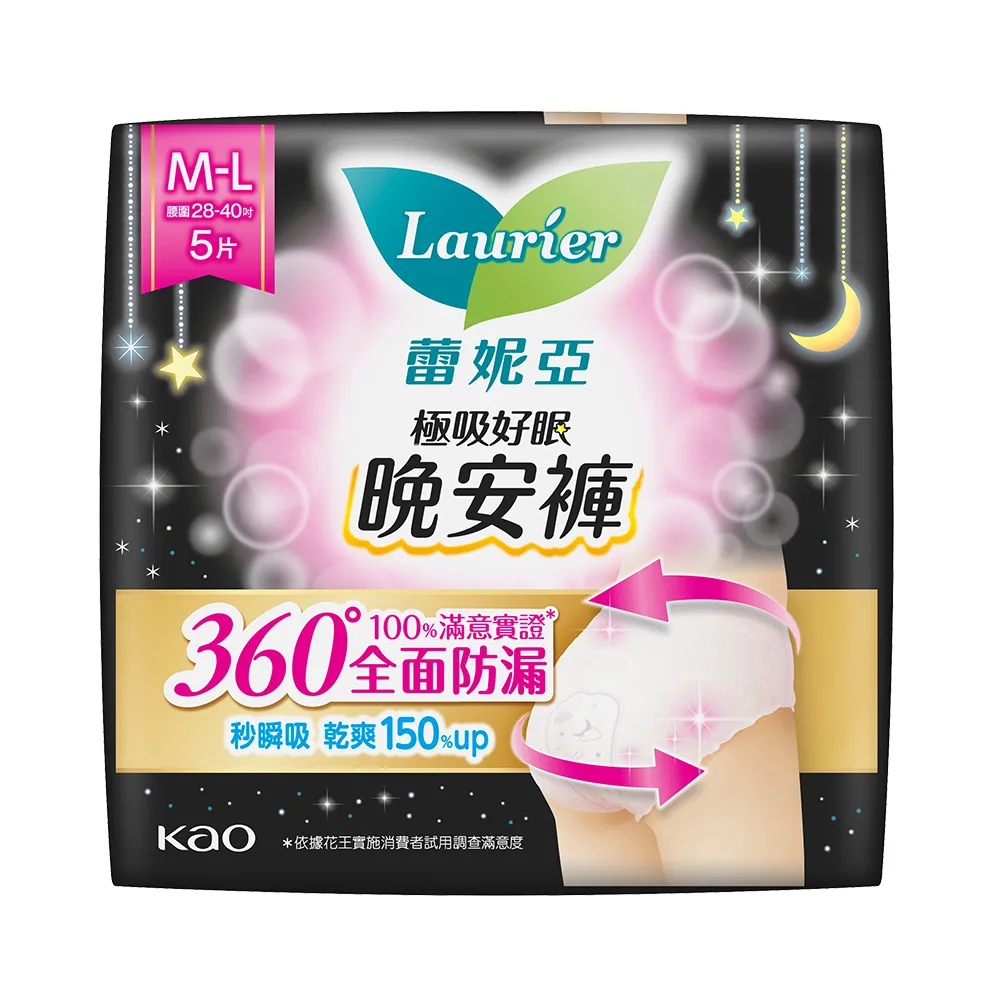 【Laurier 蕾妮亞】極吸好眠晚安褲褲型衛生棉 5片x4包(M-L)