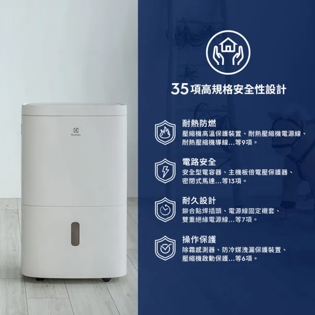 【Electrolux 伊萊克斯】2026年新一級能效 10L 極適家居300 清淨除濕機-晨曦白(ED1031WD)