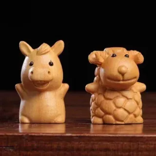 【LEEHER】可愛/老虎/擺飾/小飾品/擺件/十二生肖/送禮/金檀木/配件/桌面裝飾/兔子