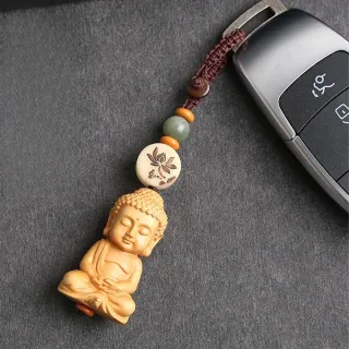 【LEEHER】雕刻/掛飾/鑰匙圈/吊飾/黃楊木/鑰匙扣/如來佛/手工/福字/吊墜/配件