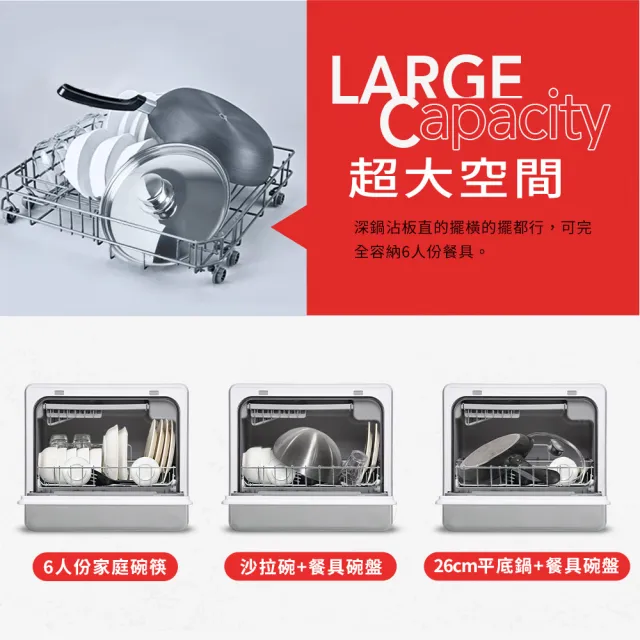 【Celinda 賽寧】免安裝自動6人份洗碗機DGF-601(110V/桌上型洗碗機/烘碗機)