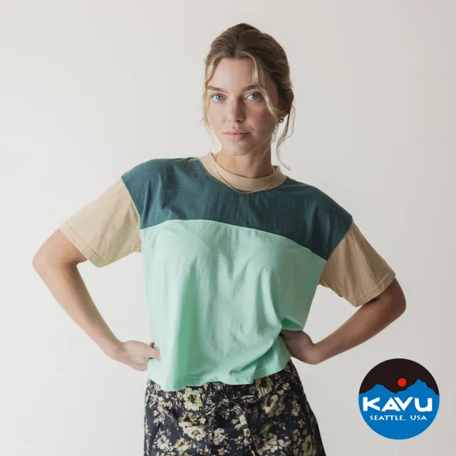 【KAVU】Eevi 撞色寬鬆短版T恤 女款 鮮綠谷 #2148