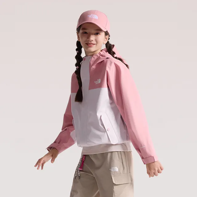 【The North Face】北面M66兒童粉色DRYVENT防水連帽衝鋒衣｜8J7YS7M
