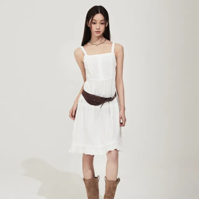 【Wacky WiLLY】官方旗艦館 女款棉質鏤空馬甲連身裙 白(WMS洋裝 GISELLE同款 WA2602OP62WH)