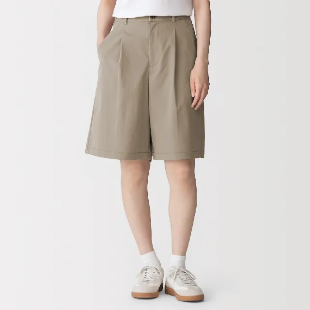 【MUJI 無印良品】女撥水加工彈性綾織五分褲(深灰/黑色/米黃)