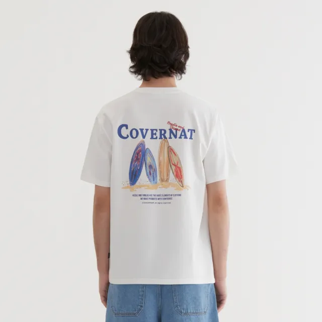 【COVERNAT】衝浪板圖案短袖T恤(UNI短袖上衣 白/淺卡其/黑色)