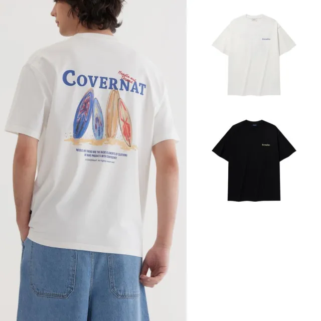 【COVERNAT】衝浪板圖案短袖T恤(UNI短袖上衣 白/淺卡其/黑色)