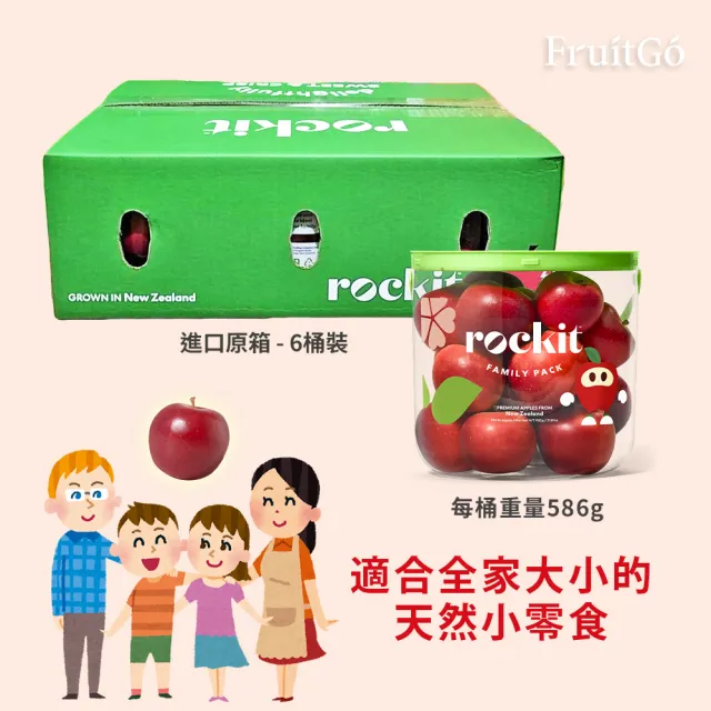 【FruitGo 馥果】常溫出貨-紐西蘭 ROCKIT 樂淇蘋果 小家庭號_每桶586克*3桶(每桶約7-9顆_水果送禮)