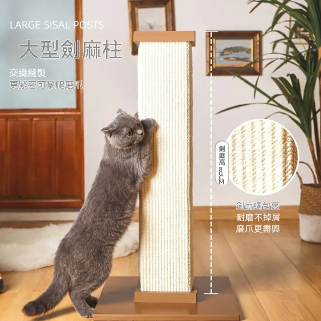 【MOOG 沐格】大型直立劍麻貓抓柱 加高羅馬柱貓爬架 耐磨不易掉屑 成貓大貓居家磨爪用品
