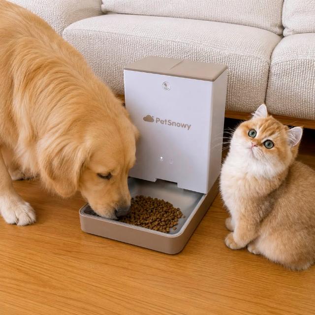 【Jollypet】PetSnowy SNOW+ 寵物智能餵食器(自動餵食器 APP操控  雙電源供電 WIFI連線)咖白