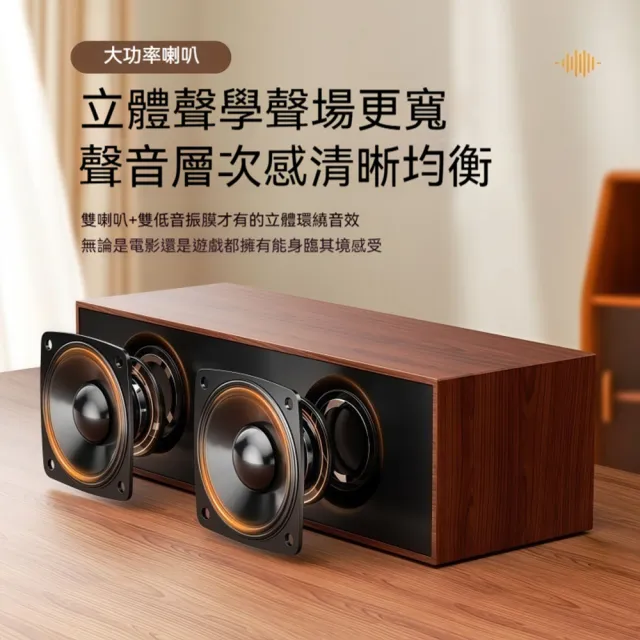 【Quality 聚家】電腦音響 桌面音箱 木質音箱 立體音 HIFI音質 藍牙5.3 USB一線通/藍牙