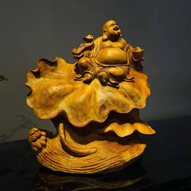 【桃花源創意工坊】招財進財_彌勒_木雕