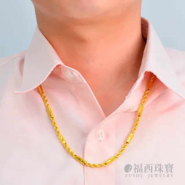 【福西珠寶】黃金項鍊2尺套頭六角麻花黃金項鏈  男項鍊(金重6.38錢正負0.03錢)