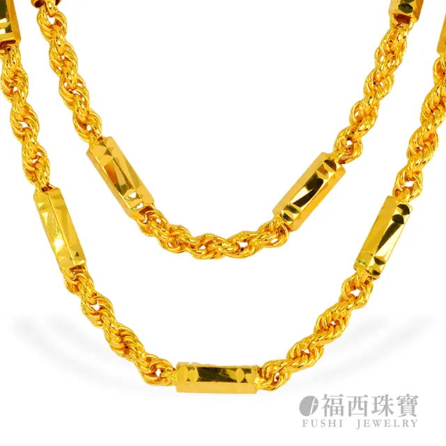 【福西珠寶】黃金項鍊2尺套頭六角麻花黃金項鏈  男項鍊(金重6.38錢正負0.03錢)
