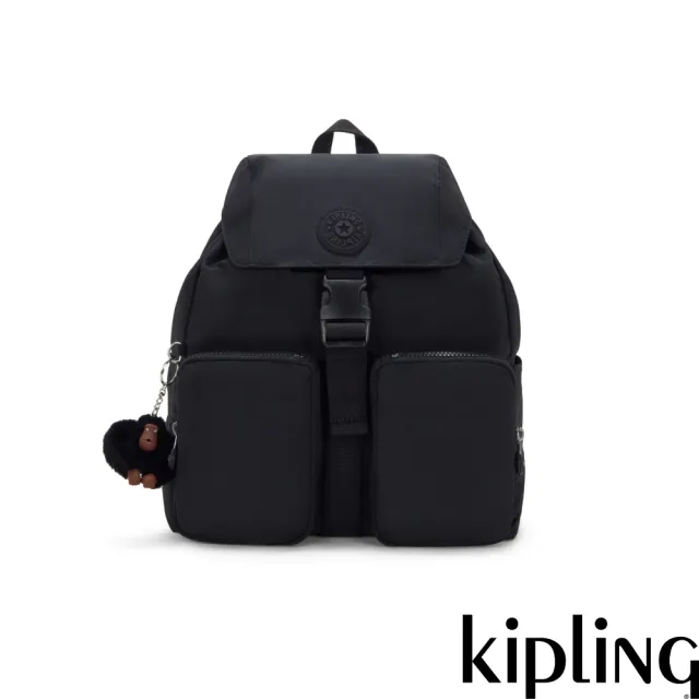 【KIPLING】率性曜石黑大容量多袋收納後背包-ALDINE 女包