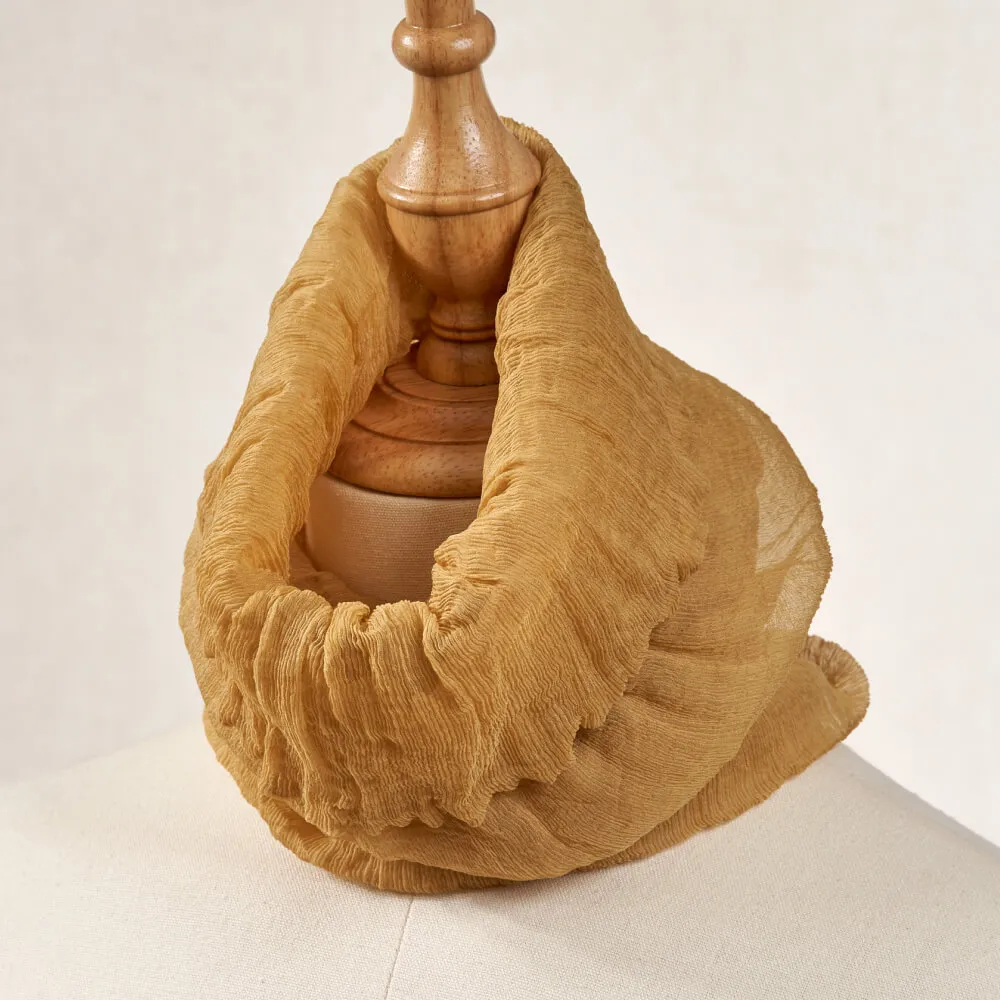 【NicoFun 愛定做】木質系33 淺駝柳葉絲 百搭圍脖 圍巾 100%桑蠶絲 真絲(silk四季圍脖 圍巾 領巾 髮帶)