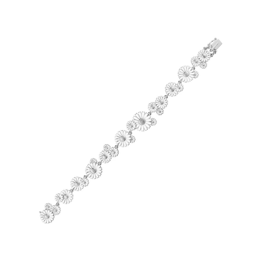 【Georg Jensen 喬治傑生】DAISY 層疊手鍊 (純銀 白瓷琺瑯)