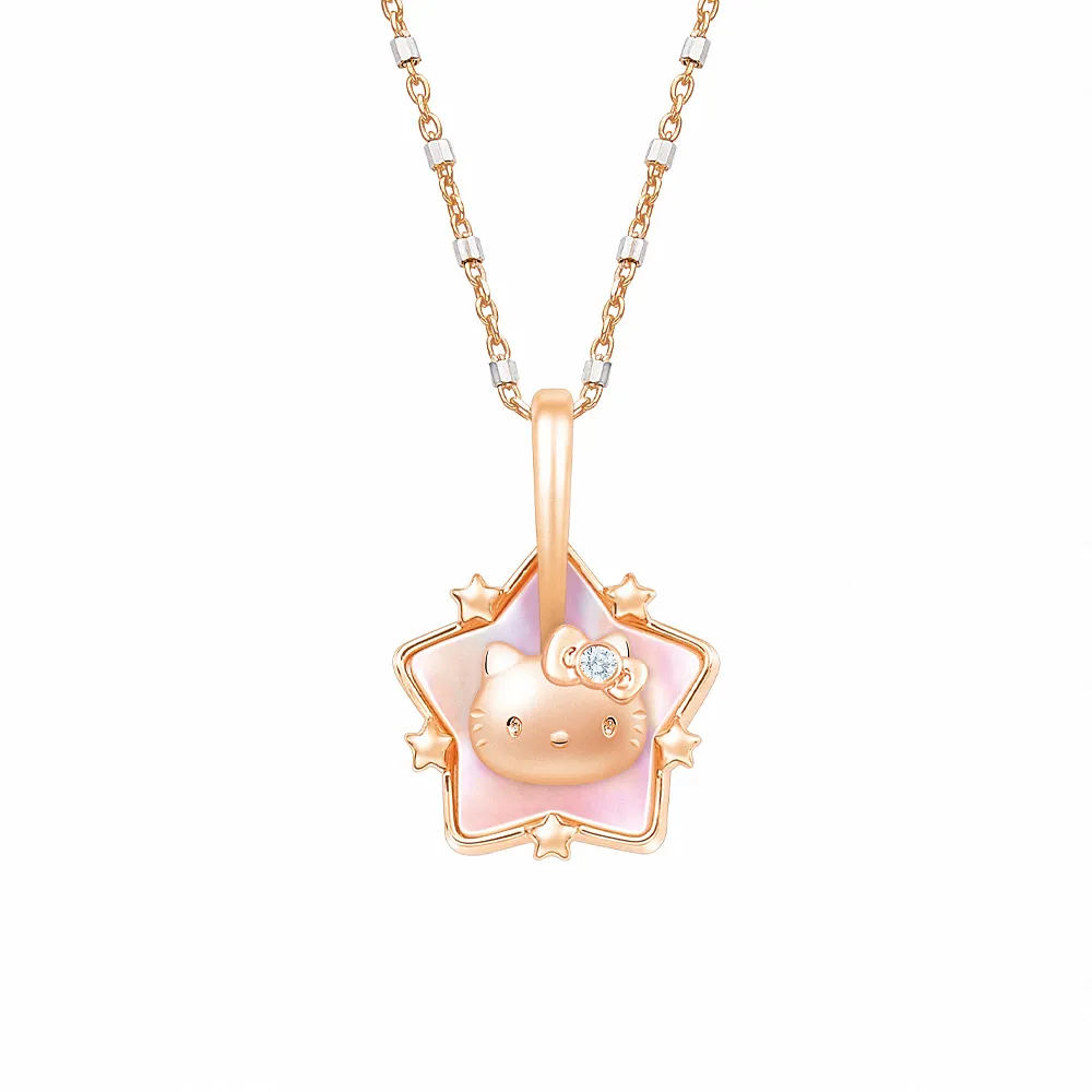 【Just Diamond】鎮金店 18K玫瑰金 Hello Kitty 讓愛轉動 鑽石吊墜(不含鍊)