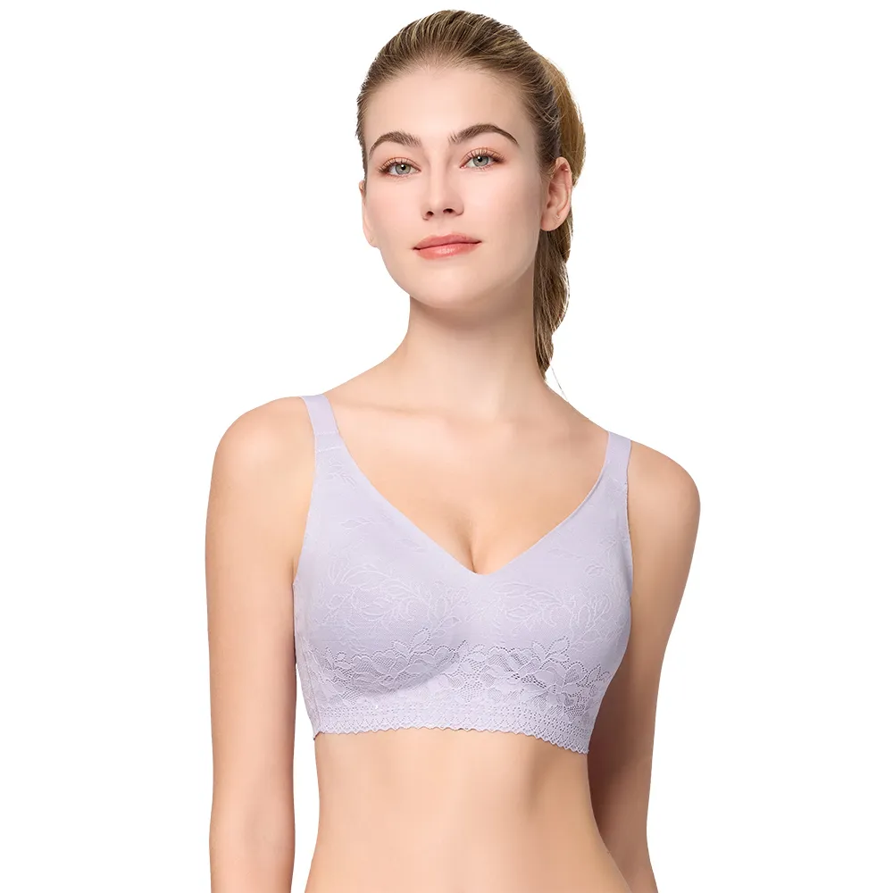 【Swear 思薇爾】Love myself系列M-3XL無鋼圈模杯蕾絲舒適包覆無痕女內衣(夕霧紫)