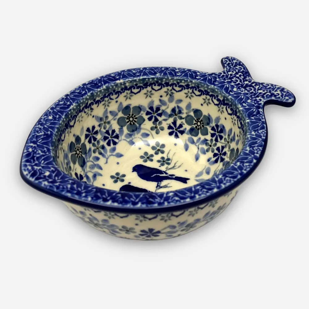 【SOLO 波蘭陶】波蘭製 CA 波蘭陶 15CM 魚型碗 雙藍鵲系列 CERAMIKA ARTYSTYCZNA