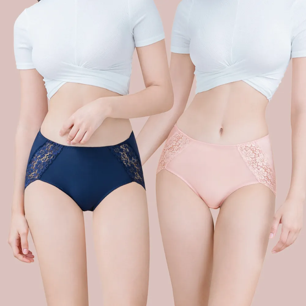 【Clany 可蘭霓】3件組 透氣蕾絲高腰 L-2XL內褲 竹炭抑菌(台灣製.加大尺碼.顏色隨機出貨)