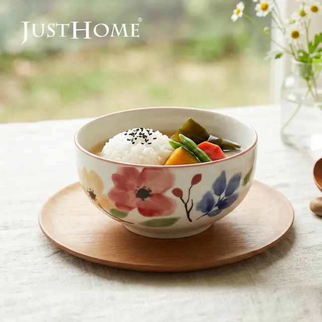 【Just Home】映花陶瓷5吋飯碗5件組/6吋麵碗4件組-擇一款(可微波餐具/飯碗/麵碗/湯碗)