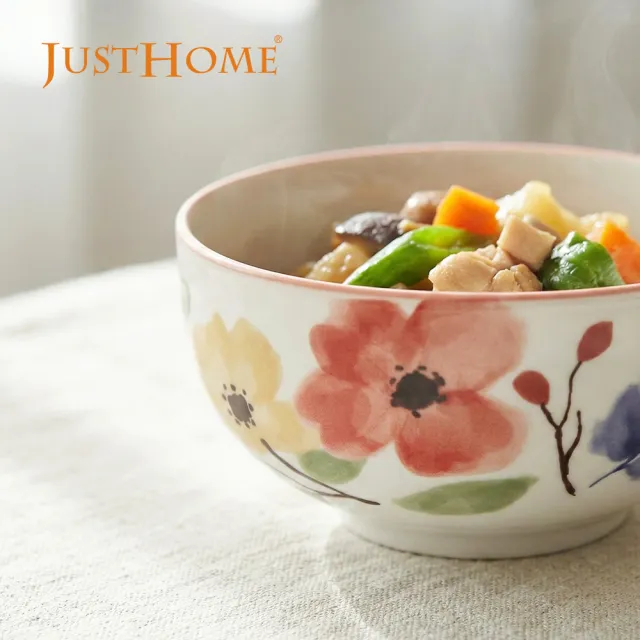 【Just Home】映花陶瓷5吋飯碗5件組/6吋麵碗4件組-擇一款(可微波餐具/飯碗/麵碗/湯碗)