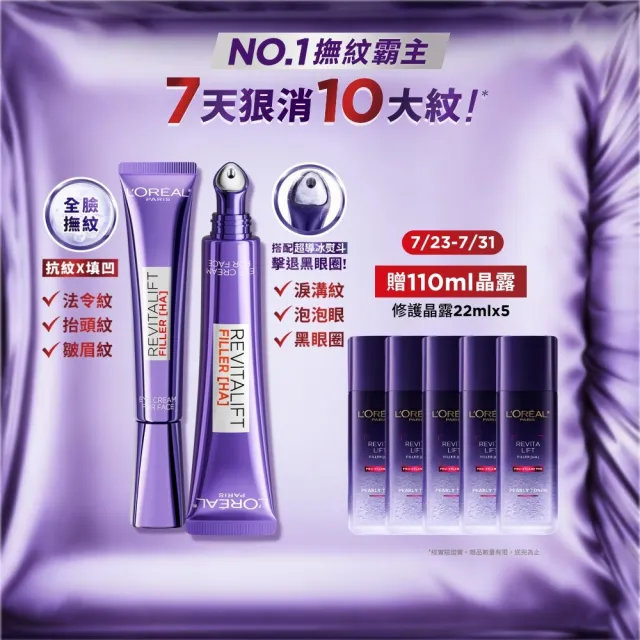 【L’OREAL Paris 巴黎萊雅】全新升級! 無針撫紋雙霸紫熨斗眼霜1+1組(冰熨斗+紫熨斗MAX3.0版)