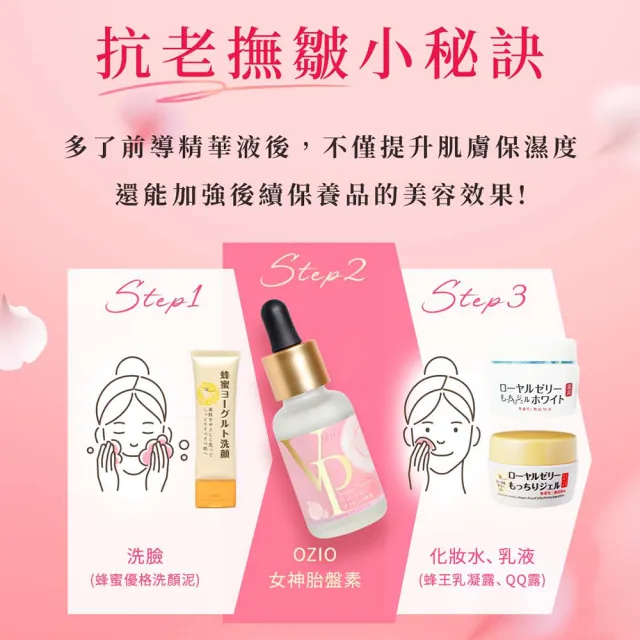 【OZIO 歐姬兒】維納斯女神胎盤原液 30ml/3入(導入撫皺保濕精華)