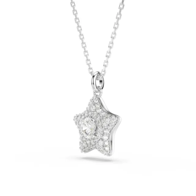 【SWAROVSKI 施華洛世奇】官方直營 Sublima 星星鏈墜 圓形切割 白色 鍍白金色 | 5758393