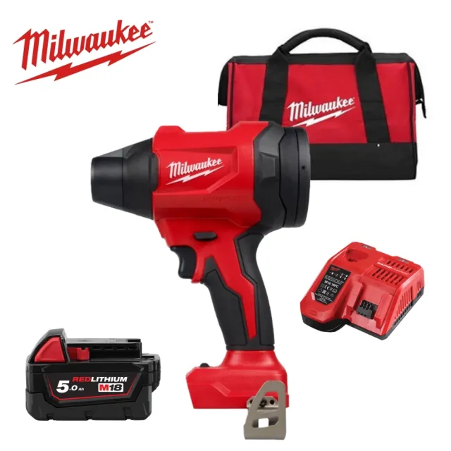 【Milwaukee 美沃奇】18V 充電式 無刷 空氣槍 吹塵槍 吹風機(M18 BLHSB主機+5.0電池1顆+充電器+提袋)