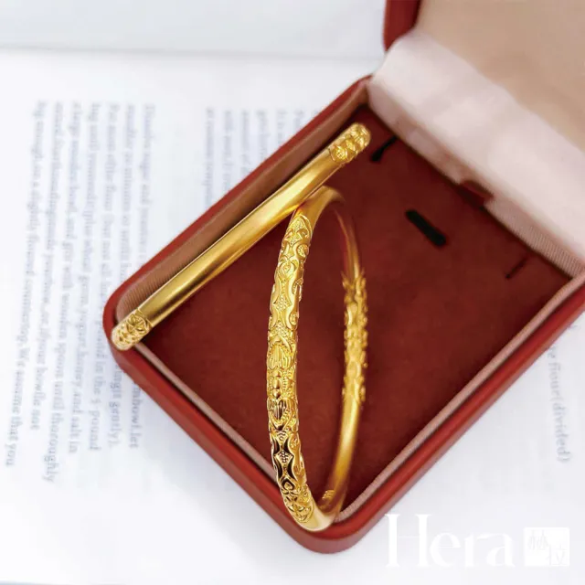 【HERA 赫拉】古法沙金素圈紫荊花草紋手鐲 H115072304(古法 沙金 素圈 紫荊花草紋 手鐲 )