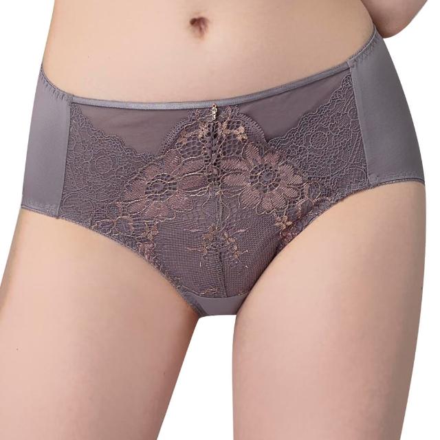【Swear 思薇爾】撩波無拘束之花系列M-3XL蕾絲中腰三角女內褲(伯爵灰)