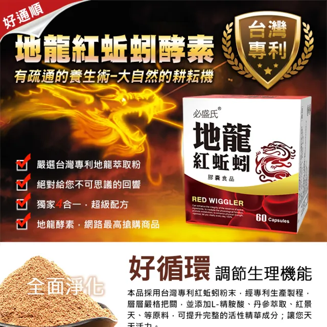 【草本之家】地龍紅蚯蚓酵素3入組(60粒/入)(L-精胺酸、丹參、紅景天)