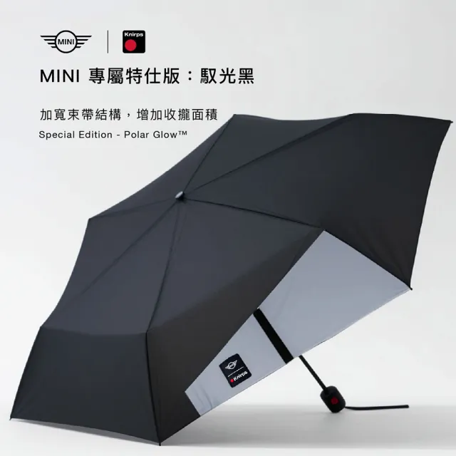 【Knirps 德國紅點傘】Knirps x MINI 聯名傘-三折自動傘(全幅反光版 l 馭光黑 l 威品嚴選)