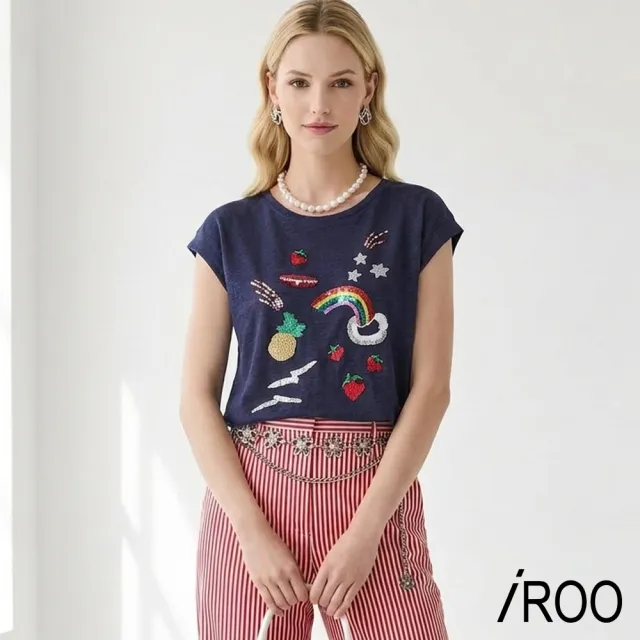 【iROO】經典刺繡針織衫