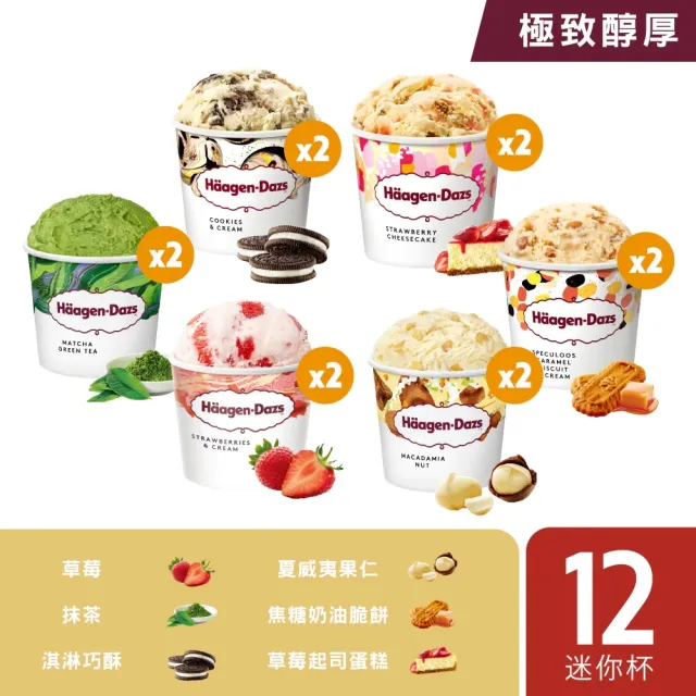 【Haagen-Dazs 哈根達斯】迷你杯100mlx12入 口味任選 (熱賣口味 夏日果戀) (中秋 中元 禮物)