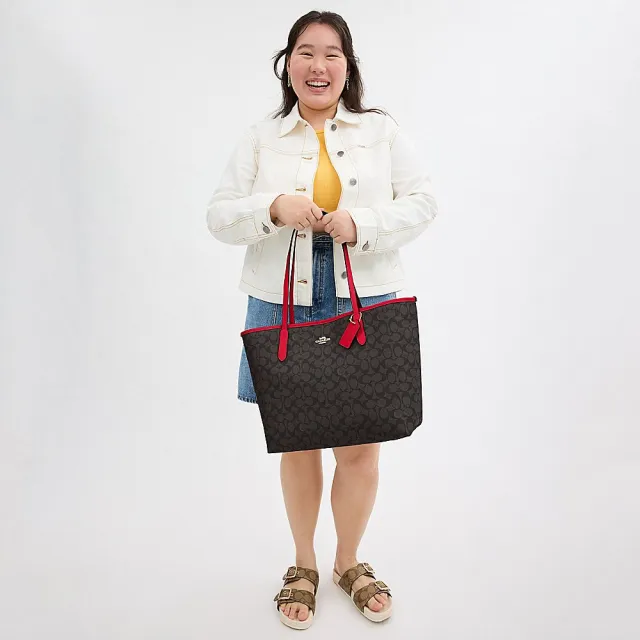 【COACH】蔻馳官方直營 CITY 經典Logo/馬車圖案印花托特包 托特手袋-多色任選(CV976/CBM58)