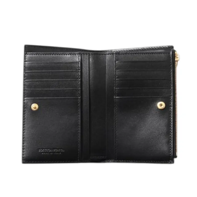 【BOTTEGA VENETA 寶緹嘉】BV Cassette Medium Bi-Fold 對折 零錢包 卡夾 中夾 皮夾 短夾 黑色 750262