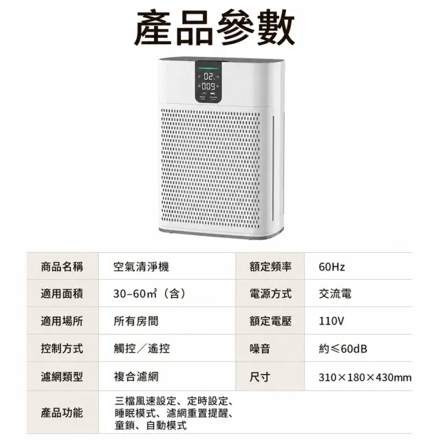 HOMI好米 負離子空氣淨化器 寵物家庭除毛除臭機 智慧數顯觸控 遠距遙控 高效濾網 室內空氣清新機