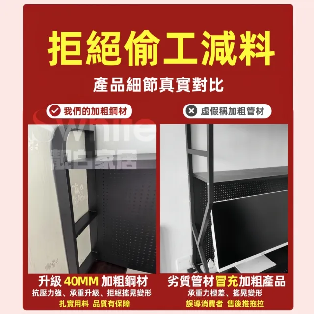 【靚白家居】傲雪電腦桌 100公分 大書架款(電競桌 書桌 洞洞板 辦公桌 工作桌 衣帽架 梳妝台 化妝桌)