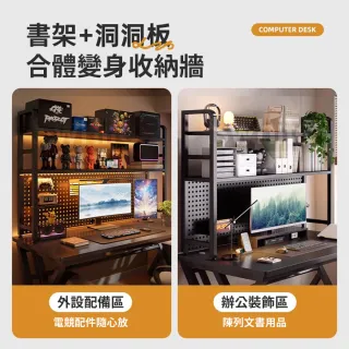 【靚白家居】傲雪電腦桌 140公分 大書架款(電競桌 書桌 洞洞板 工作桌 居家辦公 邊桌 餐桌)