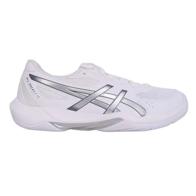 【asics 亞瑟士】GEL-ROCKET 12 男女款排球鞋-訓練 匹克球 亞瑟士 白銀(1073A080-105)