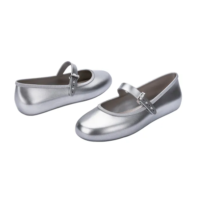 【Melissa】圓頭素面瑪莉珍鞋(銀色) 防潑水