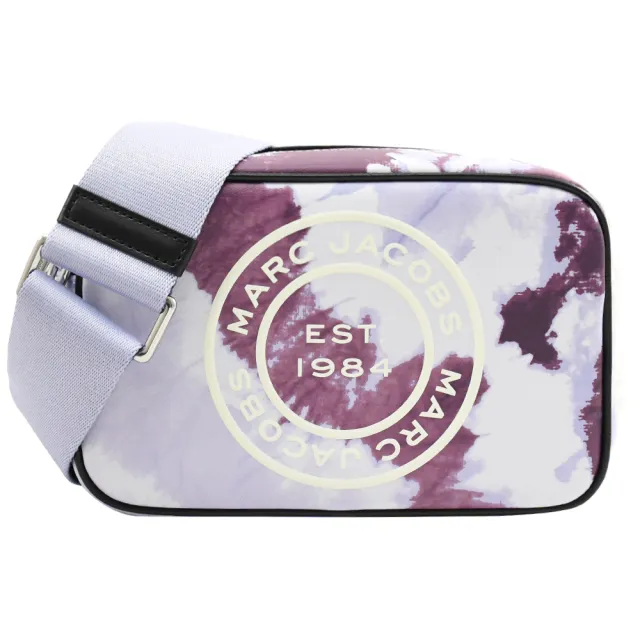 【MARC JACOBS】圓標LOGO渲染帆布寬背帶相機包斜背包(紫灰)